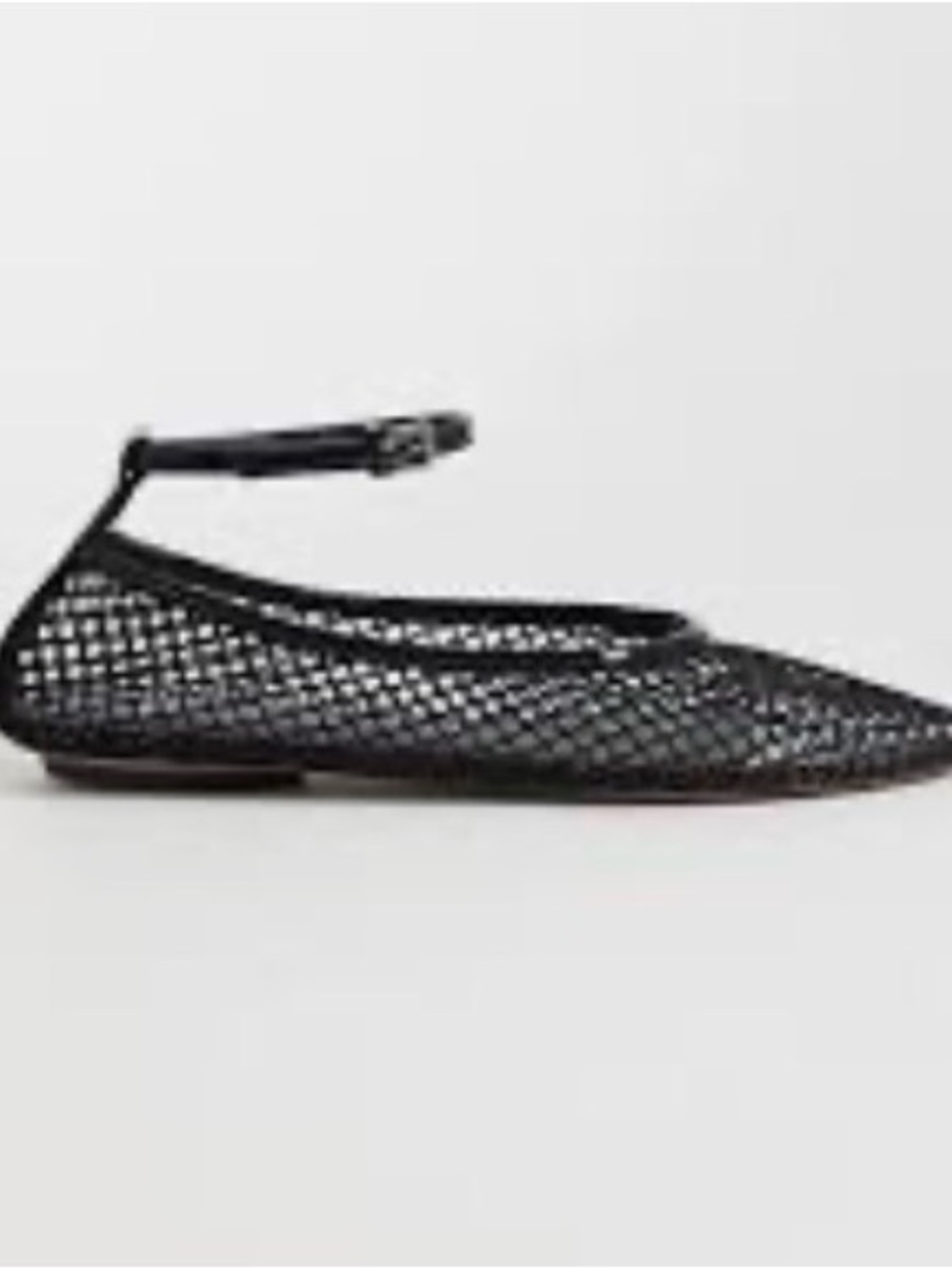 Mango Black Mesh Ballet Flats w/removable ankle Strap